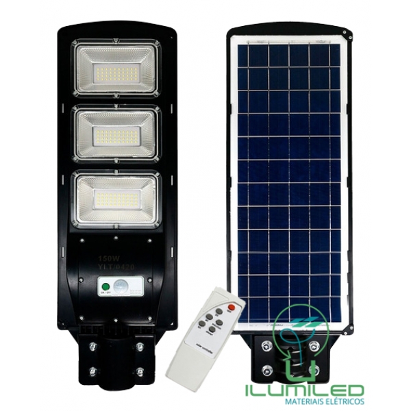 LUMINÁRIA PÚBLICA SOLAR COM CONTROLE E SENSOR 150W