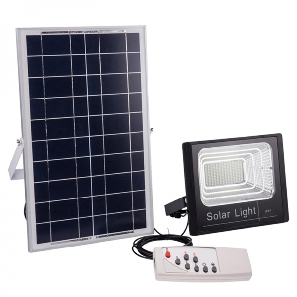 REFLETOR LED 100W COM PLACA SOLAR E CONTROLE REMOTO