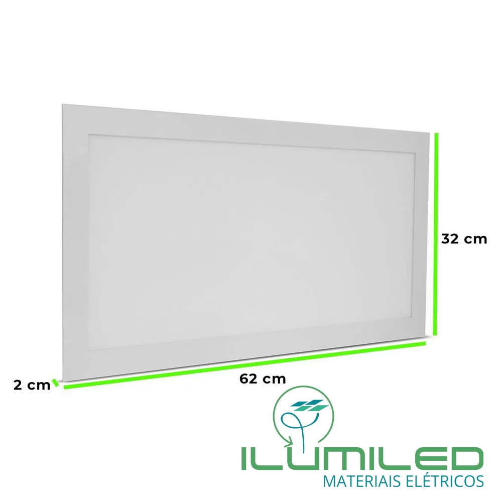 PLAFON EMBUTIR LED 32W - RETANGULAR - Branco Frio - Morno ou Quente
