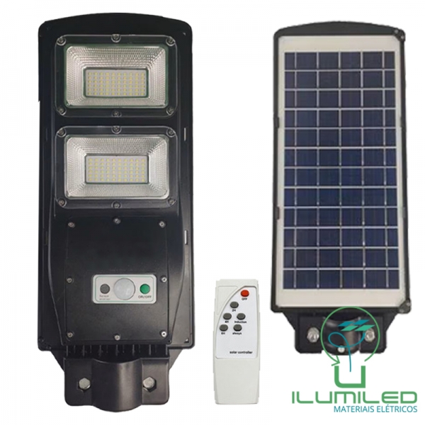 LUMINÁRIA PÚBLICA SOLAR COM CONTROLE E SENSOR 100W