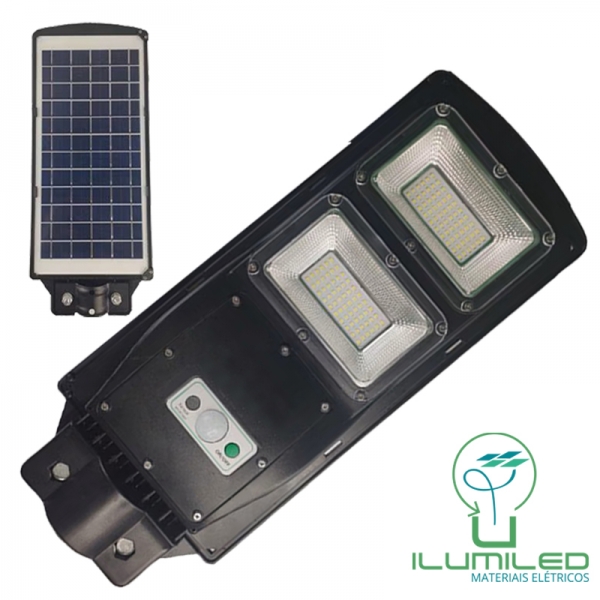 LUMINÁRIA PÚBLICA SOLAR COM CONTROLE E SENSOR 100W