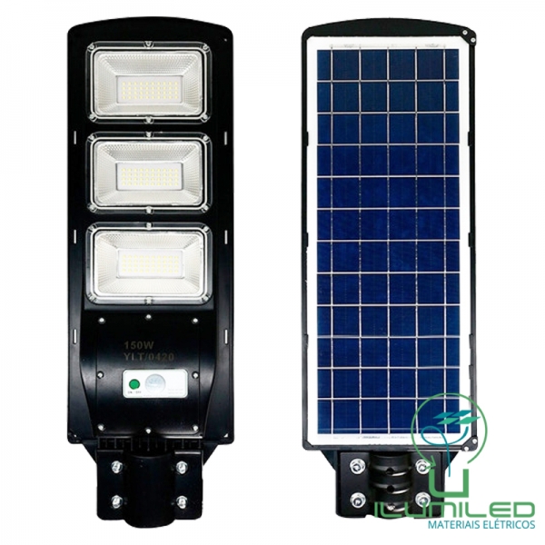 LUMINÁRIA PÚBLICA SOLAR COM CONTROLE E SENSOR 150W