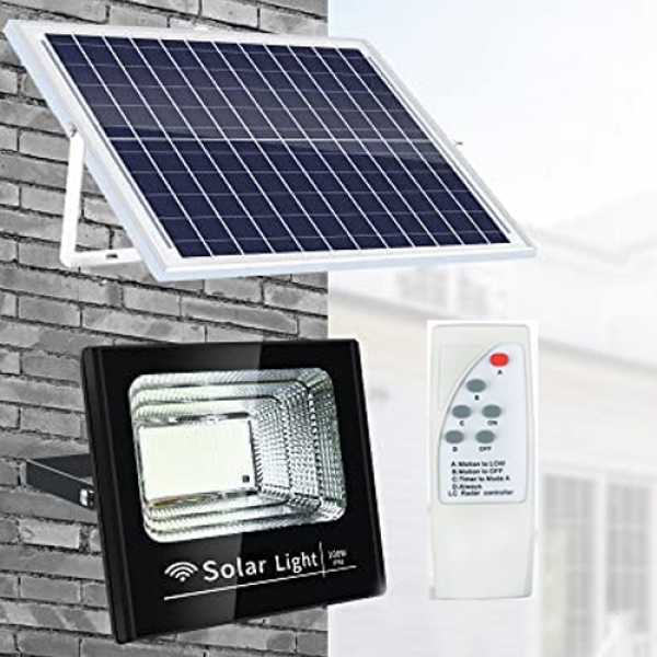 REFLETOR LED 100W COM PLACA SOLAR E CONTROLE REMOTO